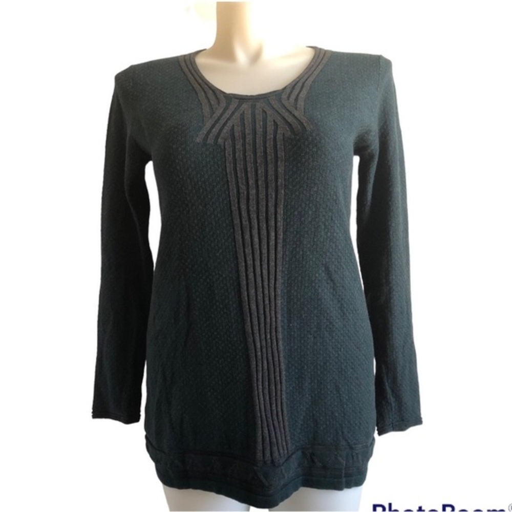 MSSP Max Studio Specialty Product Shirt Top Size Med Green Gray LS Knit